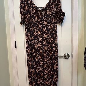 Maurices Black and Yellow Floral Maxi Dress